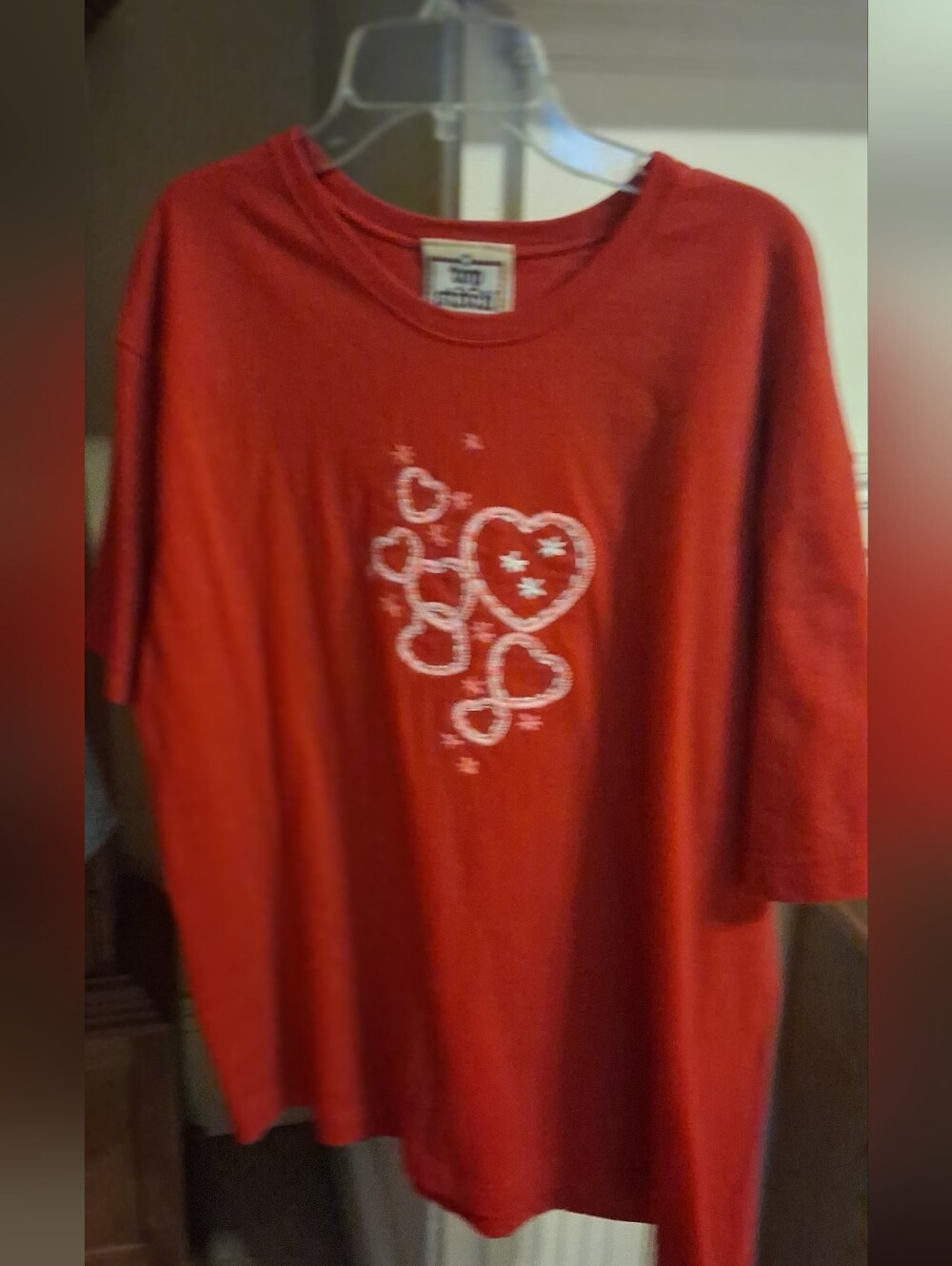 Top Stitch Red Heart Embroidered T Shirt